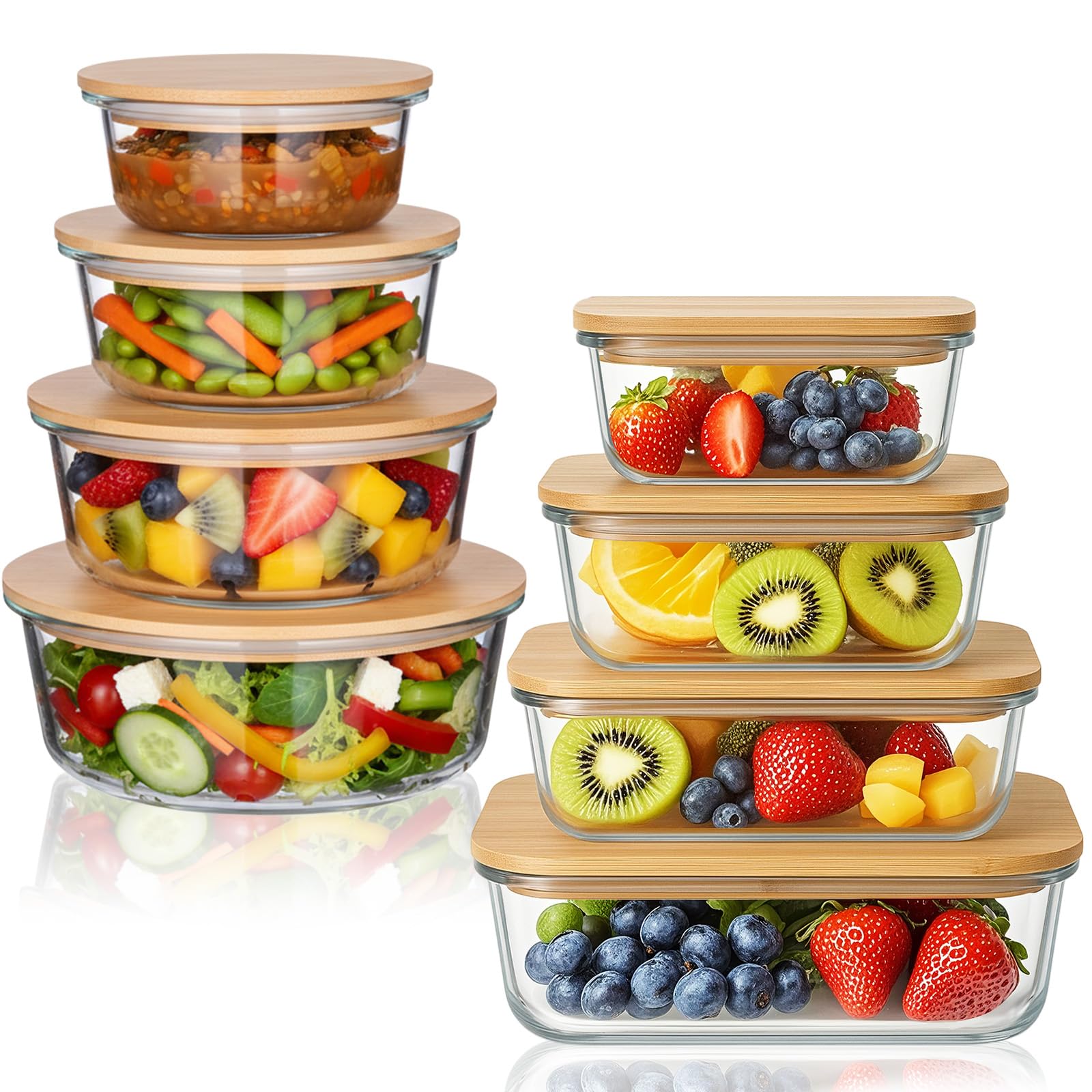Glass Food Storage Containers with Bamboo Lids